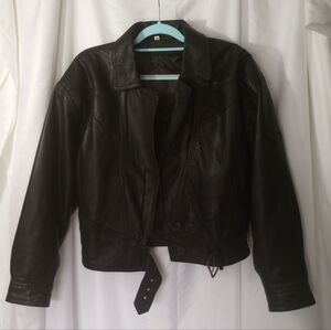 Leathercraft Process Leather Motorcycle Jacket Black Medium